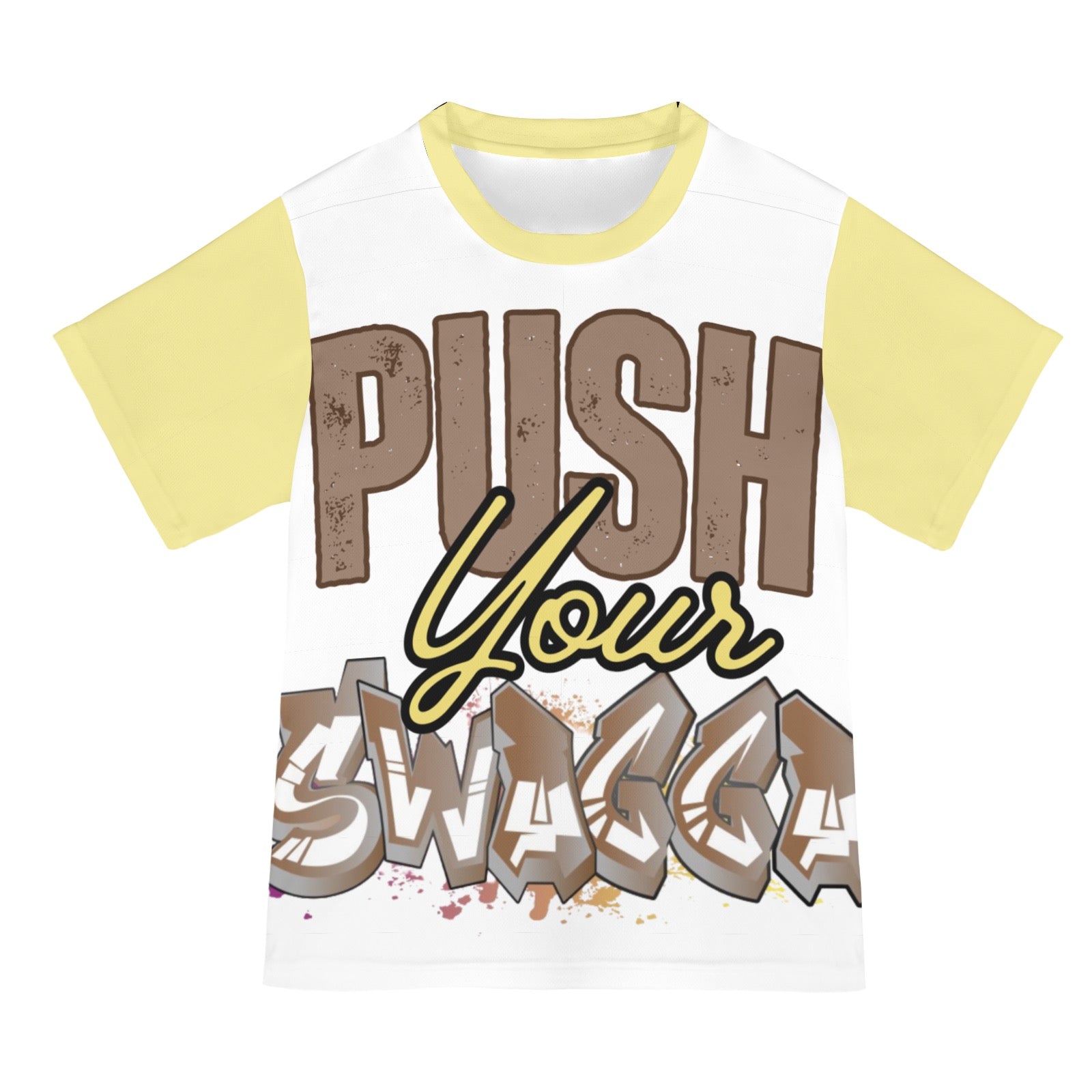 Yellow PUSH SWAGGA women's New All Over Print T-shirt for Women (Model T45)