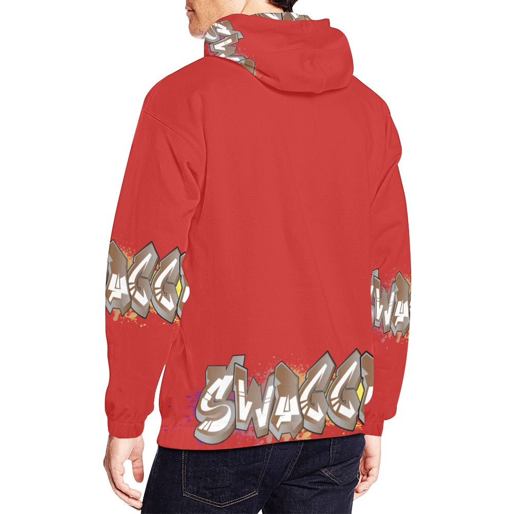 Final SWAGGA LOGO Red Mens Hoodie All Over Print Hoodie for Men (USA Size) (Model H13)