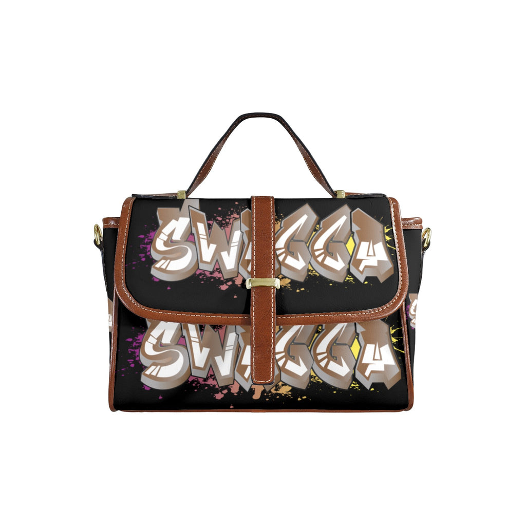 Black SWAGGA Satchel Multi-Function Leather Satchel-Brown (Model 1739)