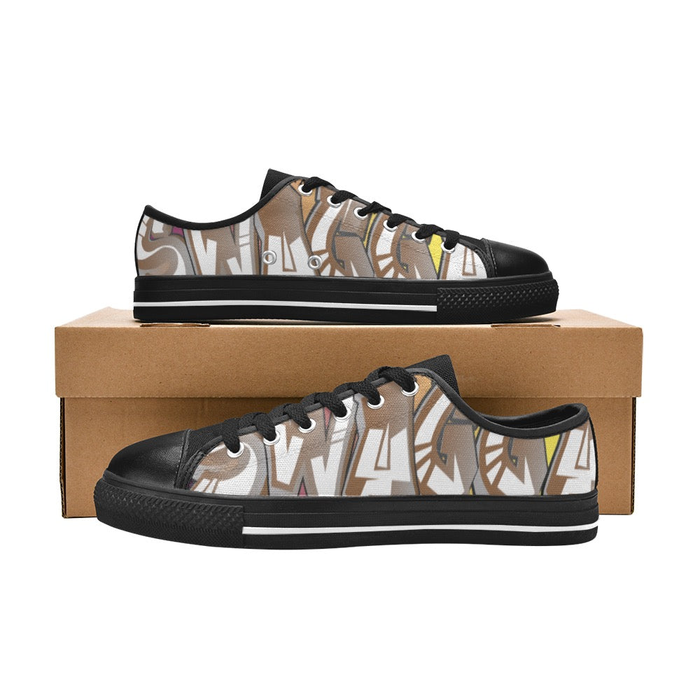 Final SWAGGA LOGO mens low black Men's Classic Canvas Shoes (Model 018)