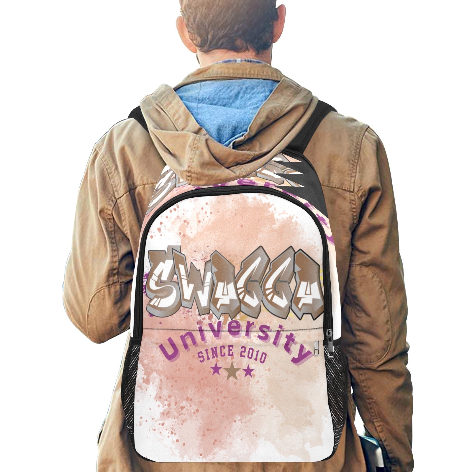 SWAGGA U Fabric Backpack with Side Mesh Pockets (Model 1659)