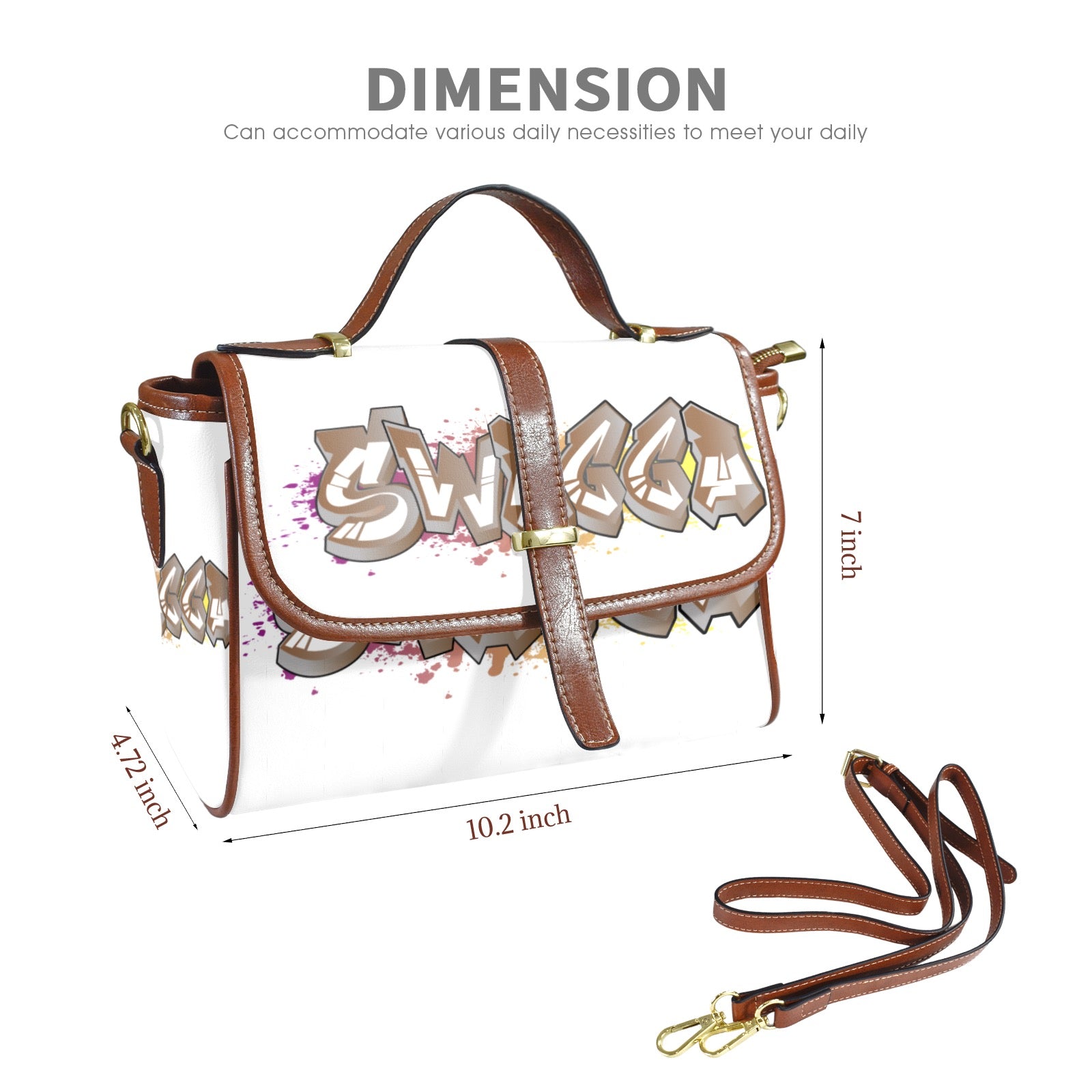 SWAGGA Satchel Multi-Function Leather Satchel-Brown (Model 1739)