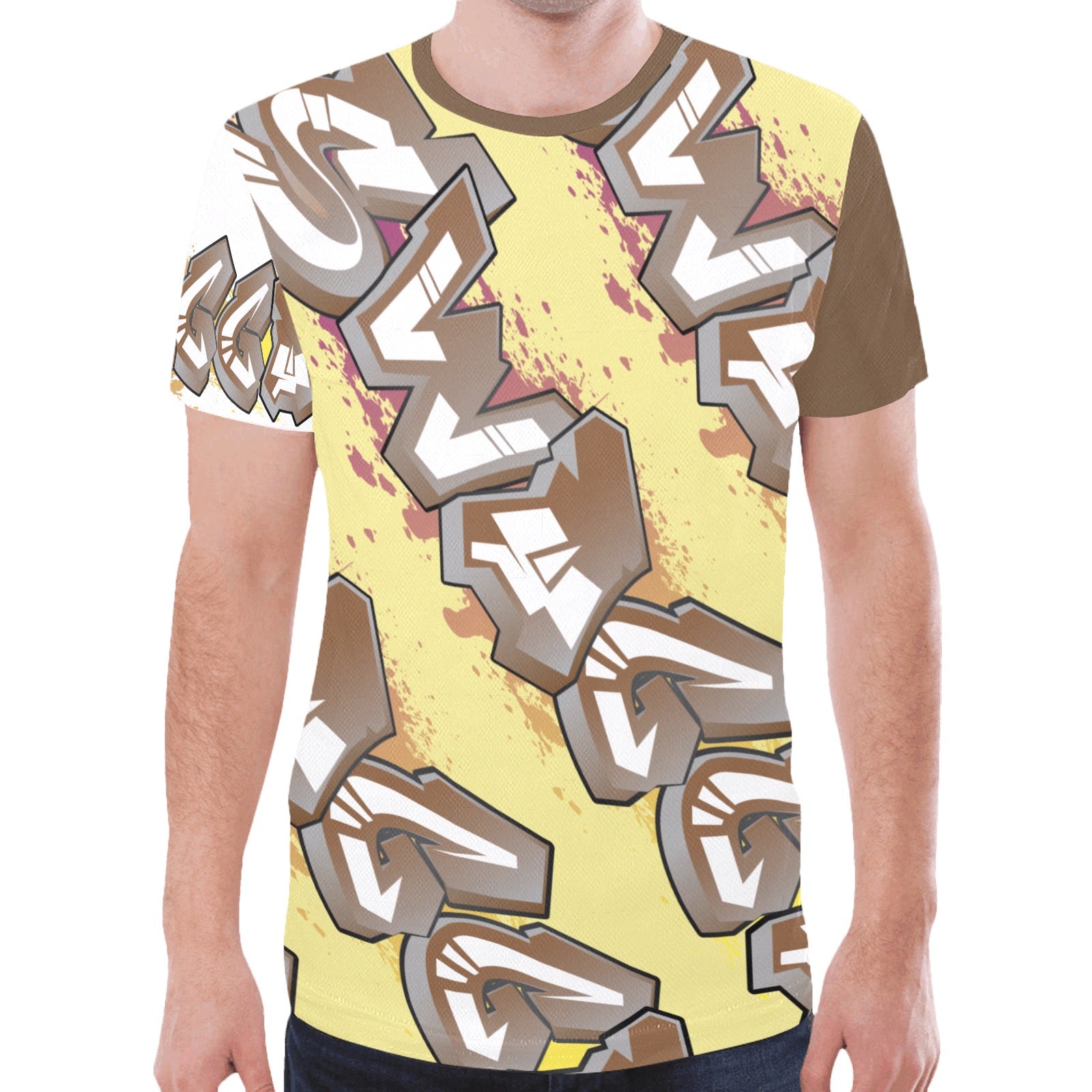 Final SWAGGA LOGO Banana and Brown mens New All Over Print T-shirt for Men (Model T45)