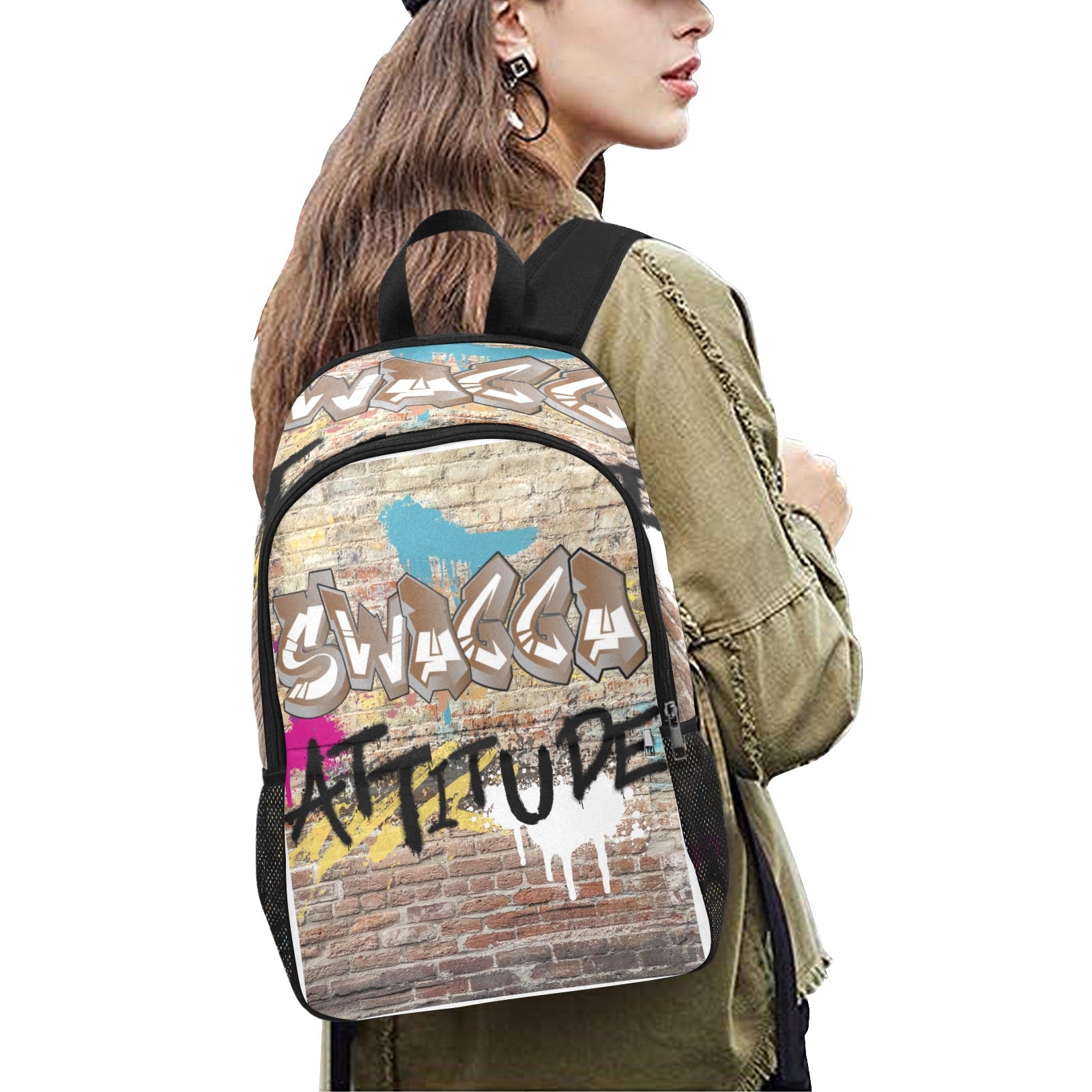 Grafitti SWAGGA Fabric Backpack with Side Mesh Pockets (Model 1659)
