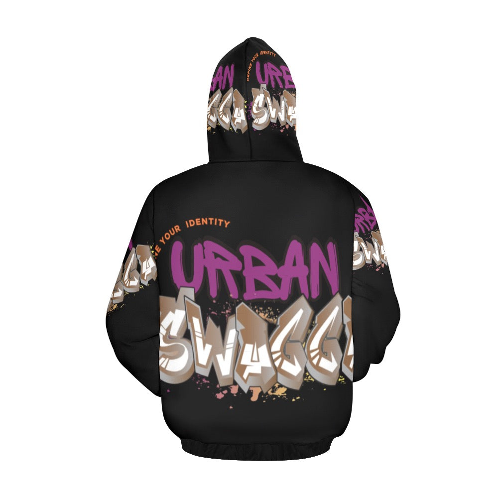 Urban Black All Over Print Hoodie for Men (USA Size) (Model H13)