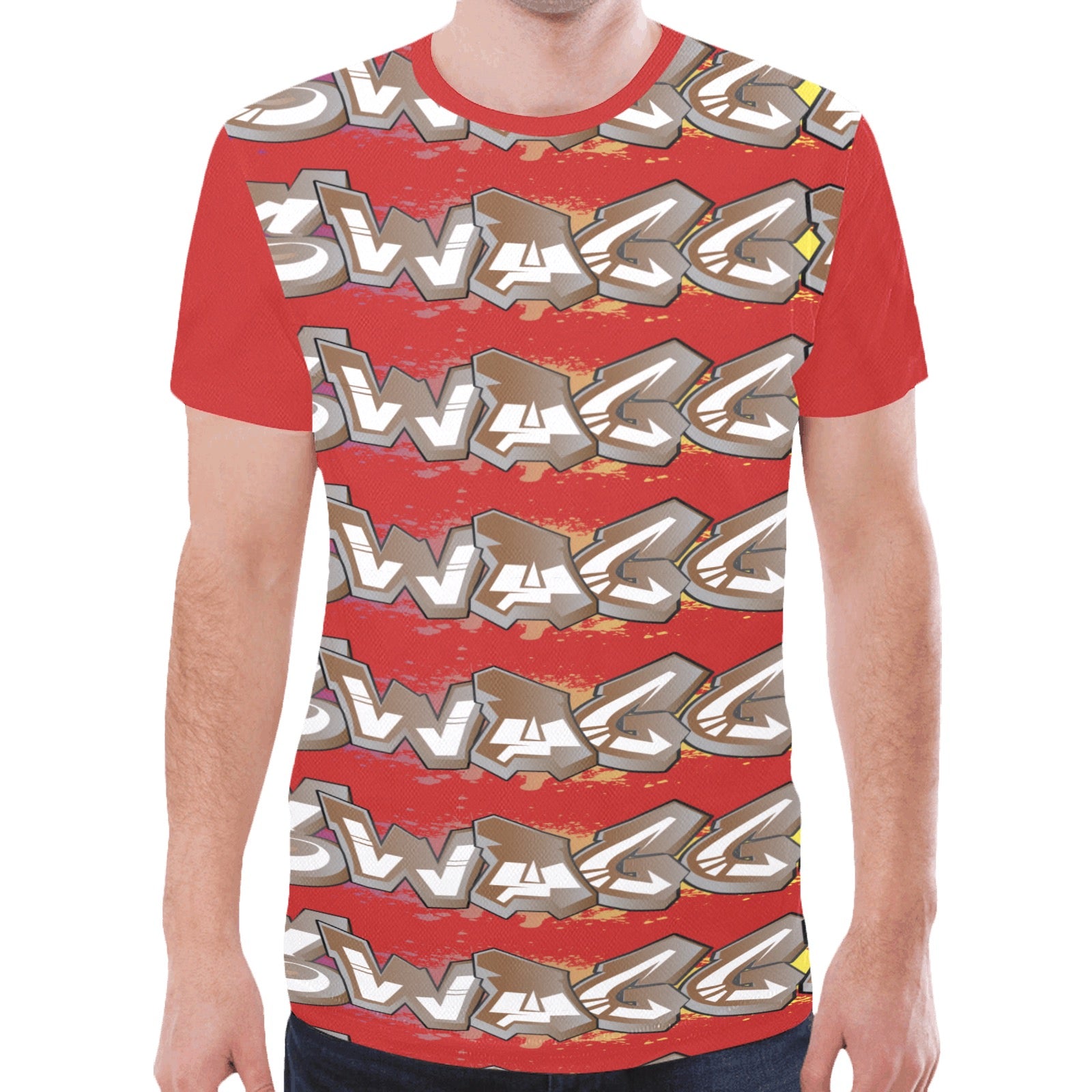 Final SWAGGA LOGO Red New All Over Print T-shirt for Men (Model T45)