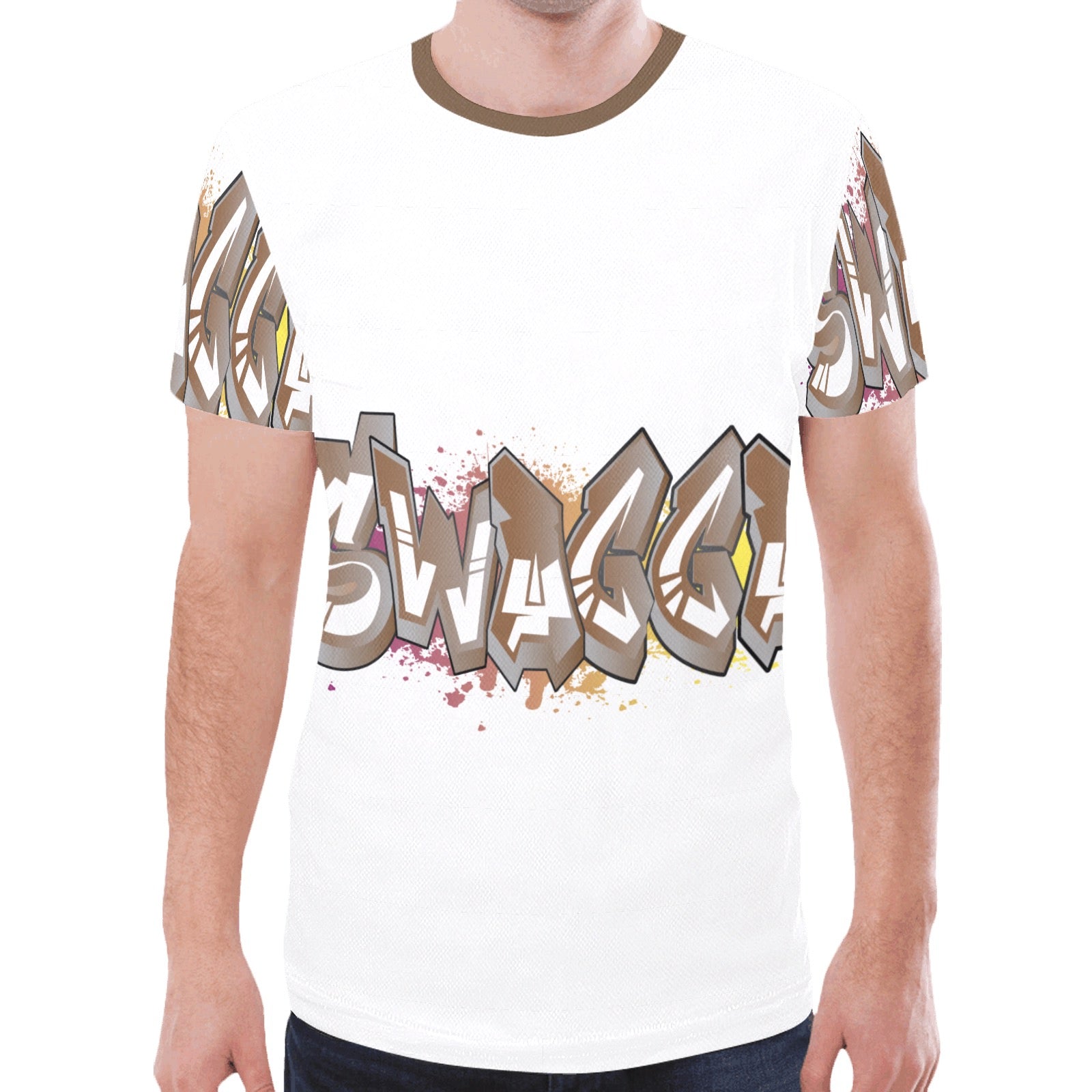 Final SWAGGA LOGO plain white mens New All Over Print T-shirt for Men (Model T45)