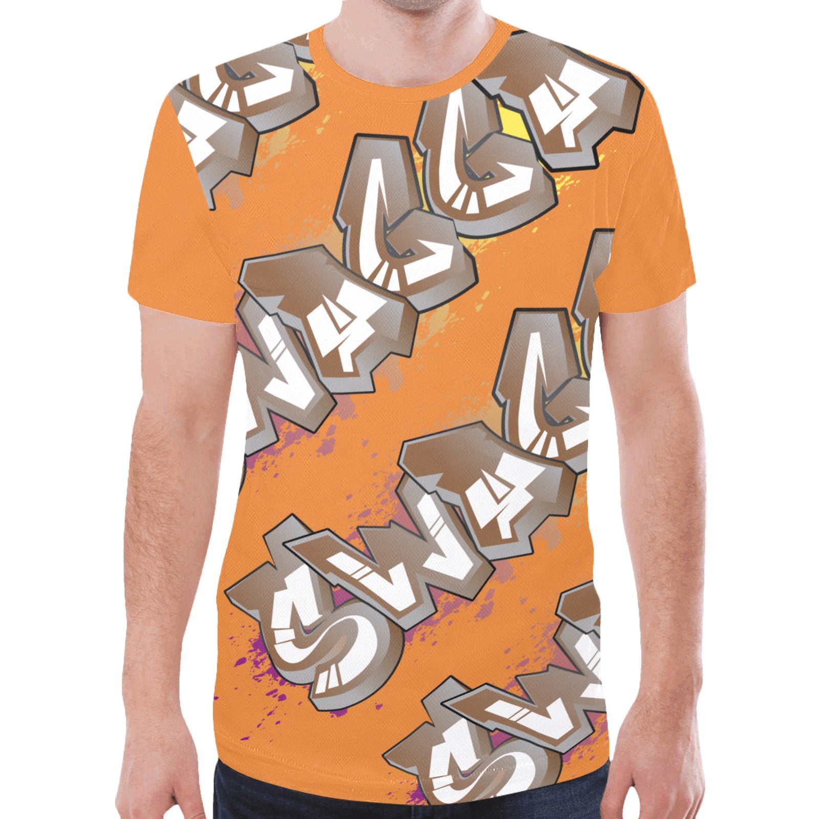 Final SWAGGA LOGO Orange New All Over Print T-shirt for Men (Model T45)