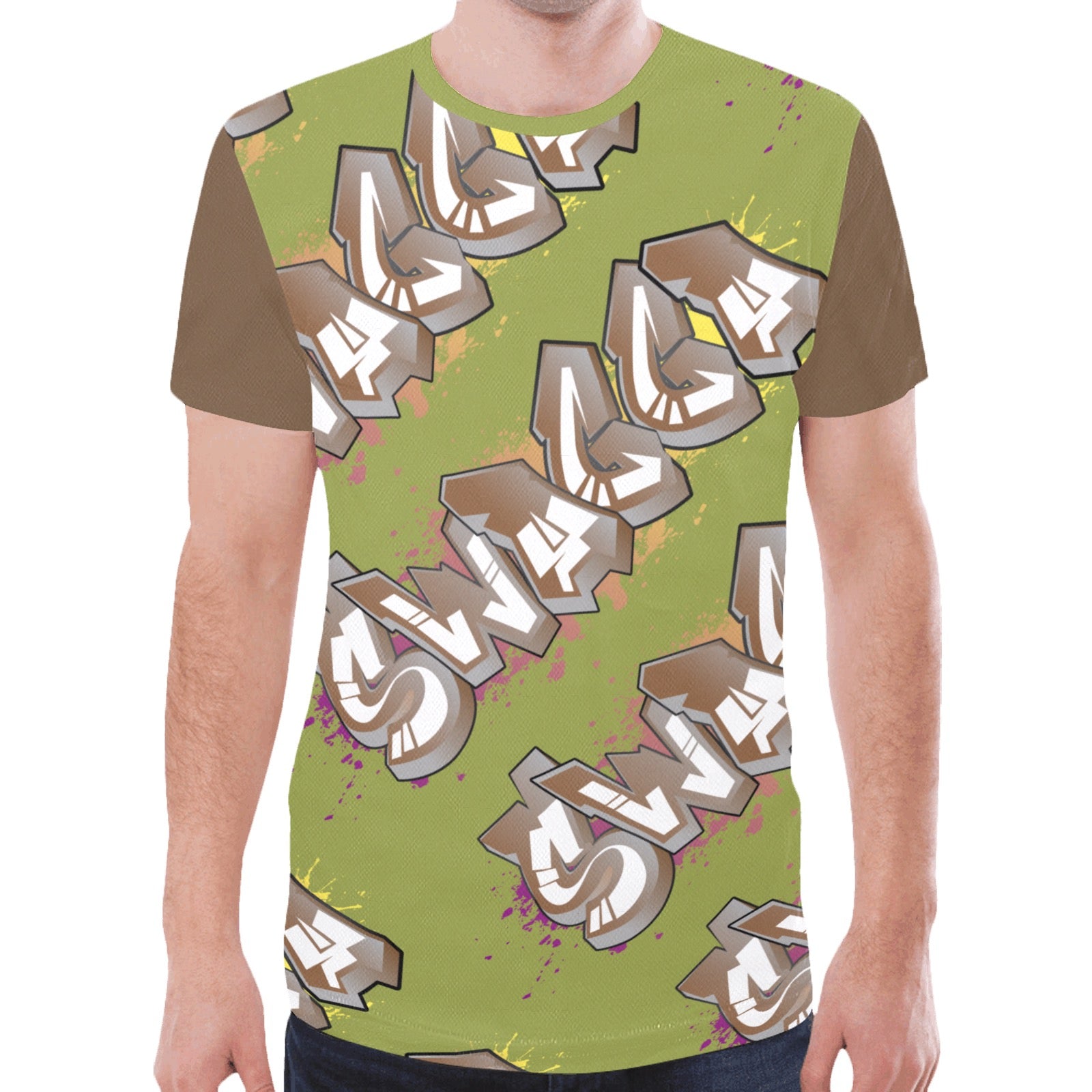 Final SWAGGA LOGO Olive Green New All Over Print T-shirt for Men (Model T45)