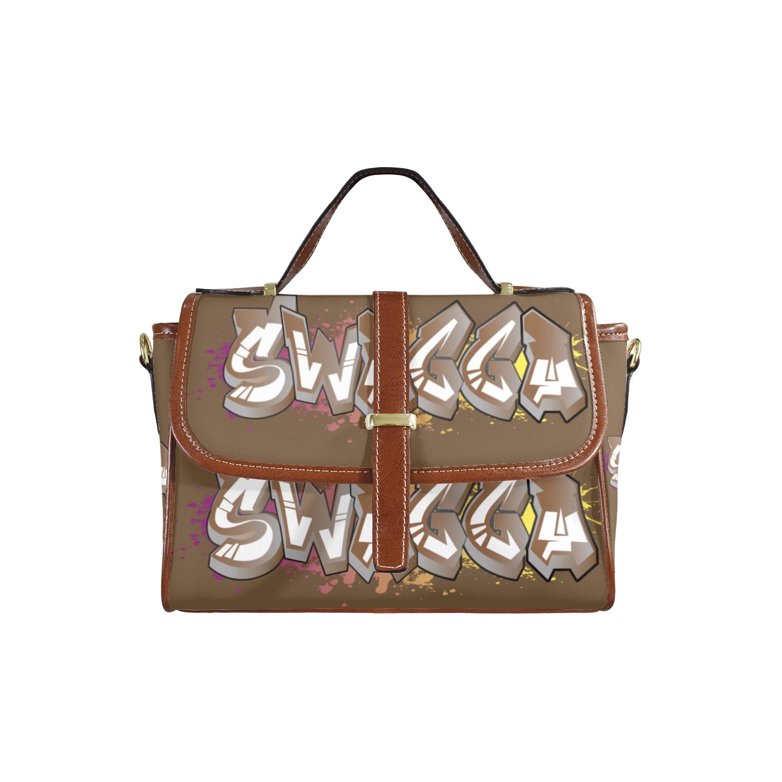 Brown SWAGGA Satchel Multi-Function Leather Satchel-Brown (Model 1739)