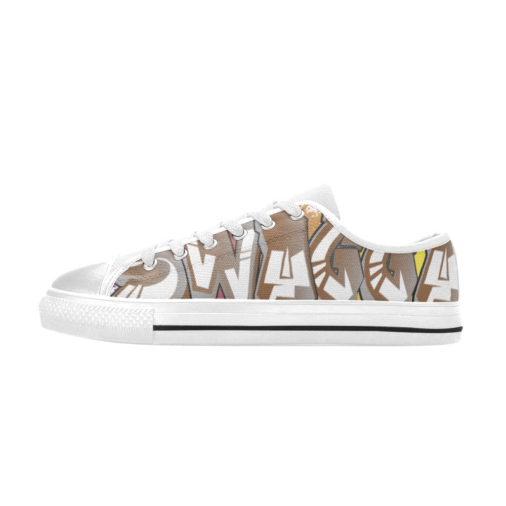 Final SWAGGA LOGO mens low white Men's Classic Canvas Shoes (Model 018)