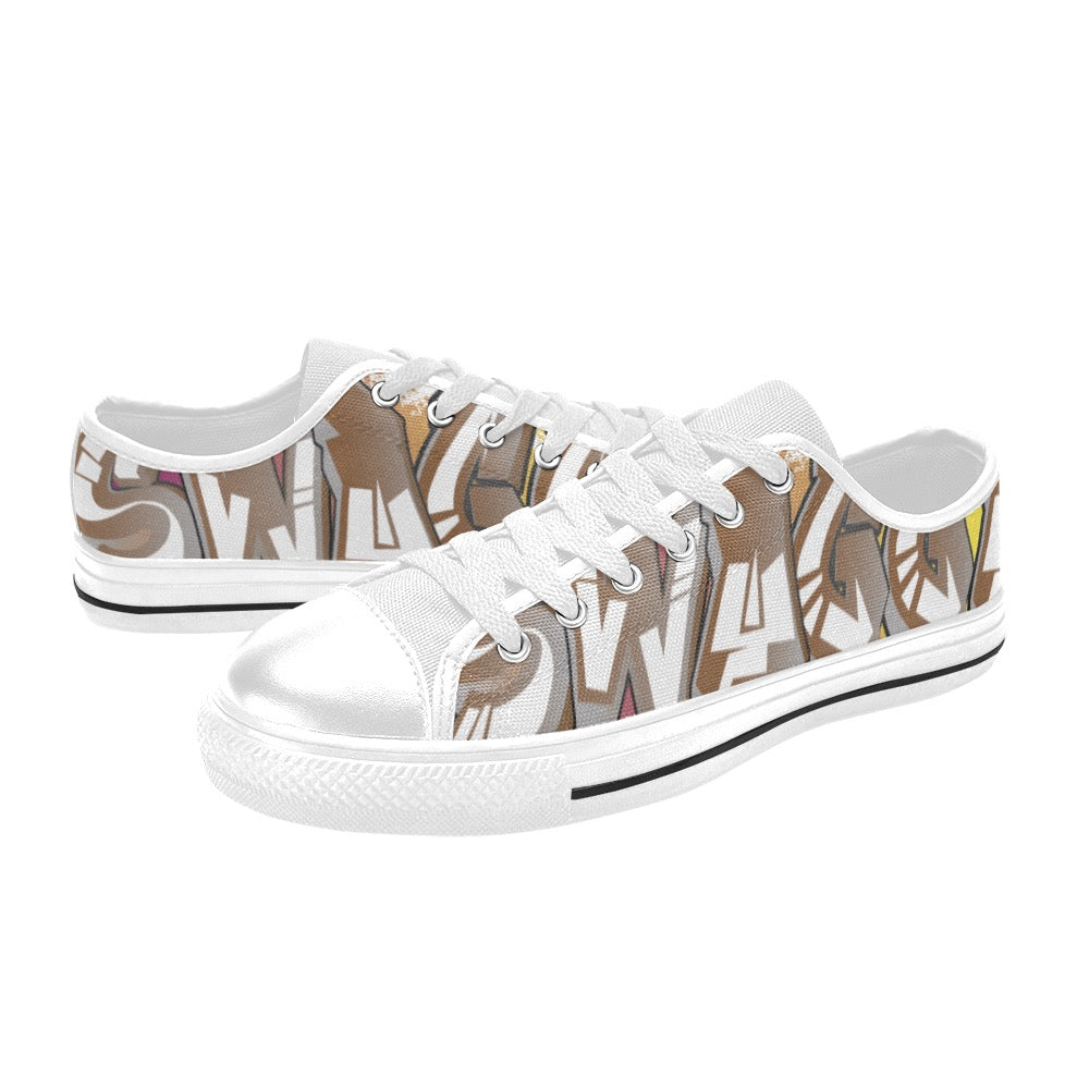 Final SWAGGA LOGO mens low white Men's Classic Canvas Shoes (Model 018)