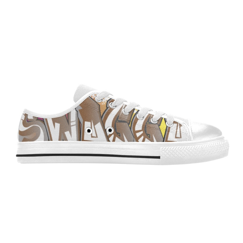 Final SWAGGA LOGO mens low white Men's Classic Canvas Shoes (Model 018)