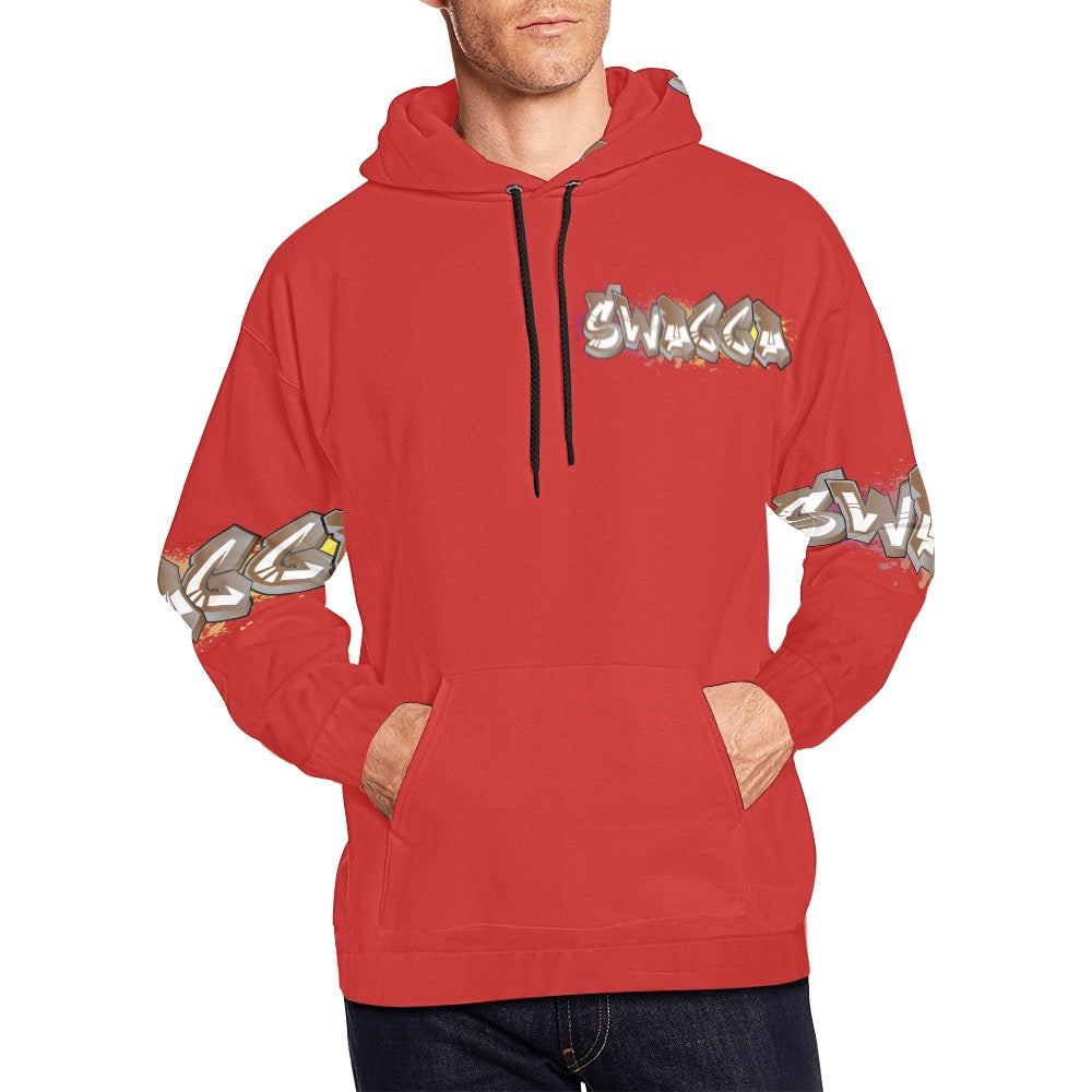 Final SWAGGA LOGO Red Mens Hoodie All Over Print Hoodie for Men (USA Size) (Model H13)