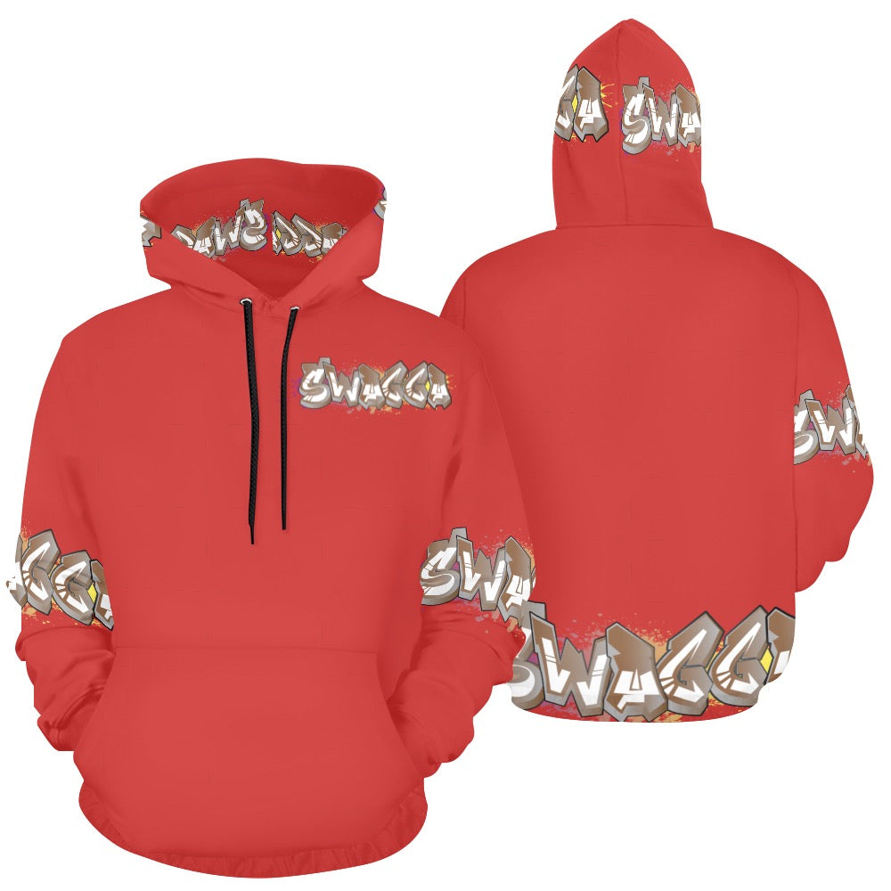 Final SWAGGA LOGO Red Mens Hoodie All Over Print Hoodie for Men (USA Size) (Model H13)