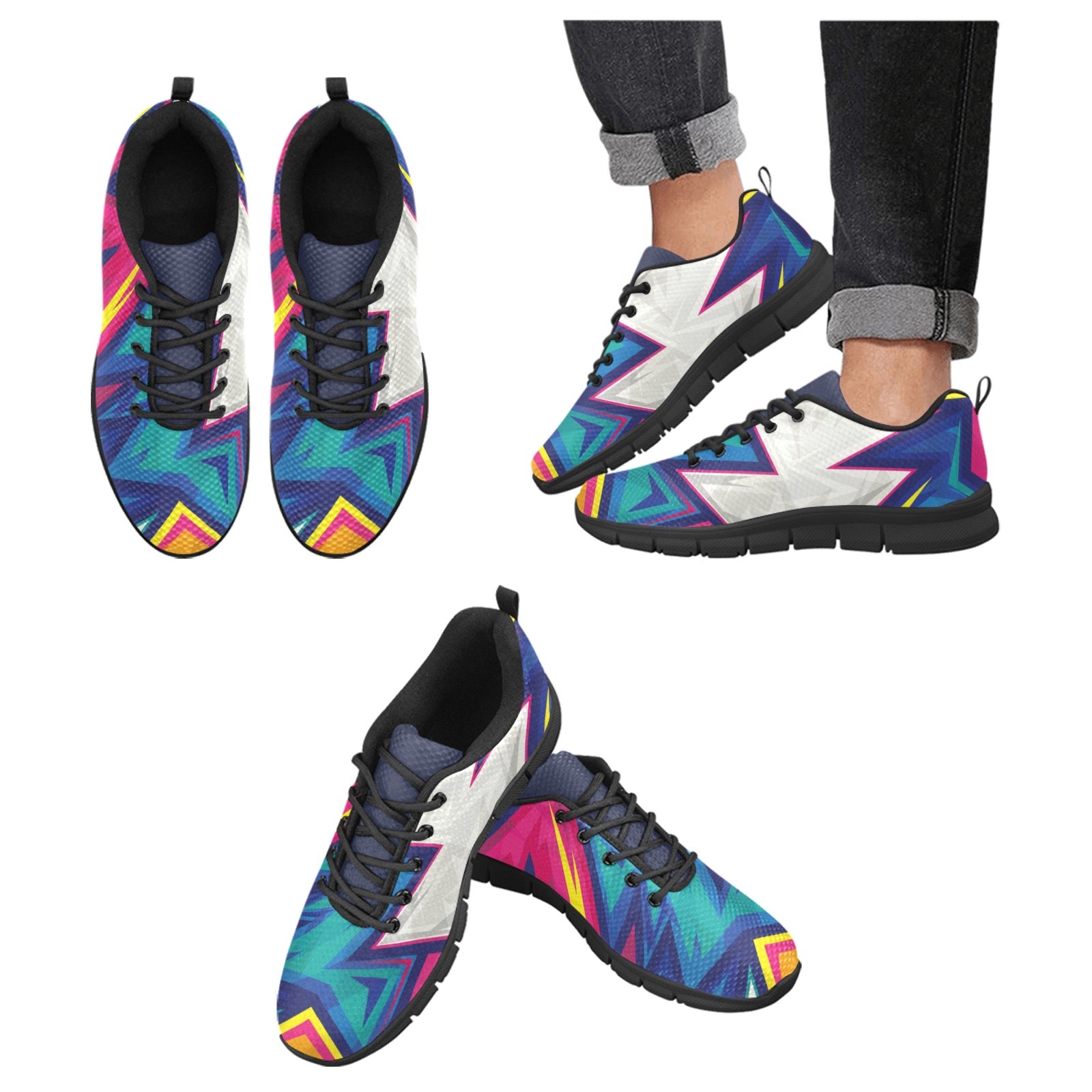 Colorful Abstract Geometric.jpg Ladies Shazam Women's Breathable Running Shoes (Model 055)