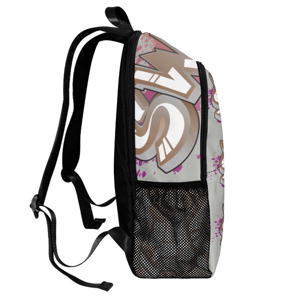 Gray Swagga Fabric Backpack with Side Mesh Pockets (Model 1659)