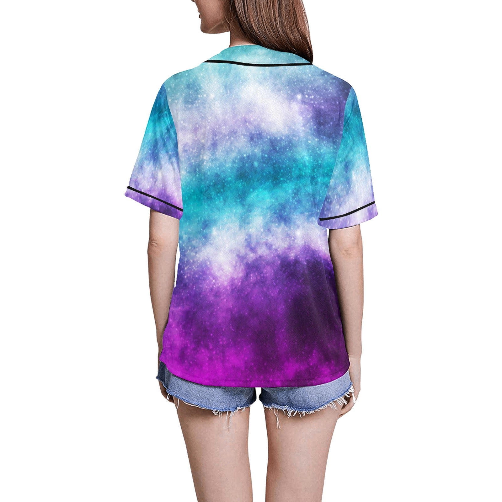 realistic cosmic galaxy.jpg All Over Print Baseball Jersey for Women (Model T50)