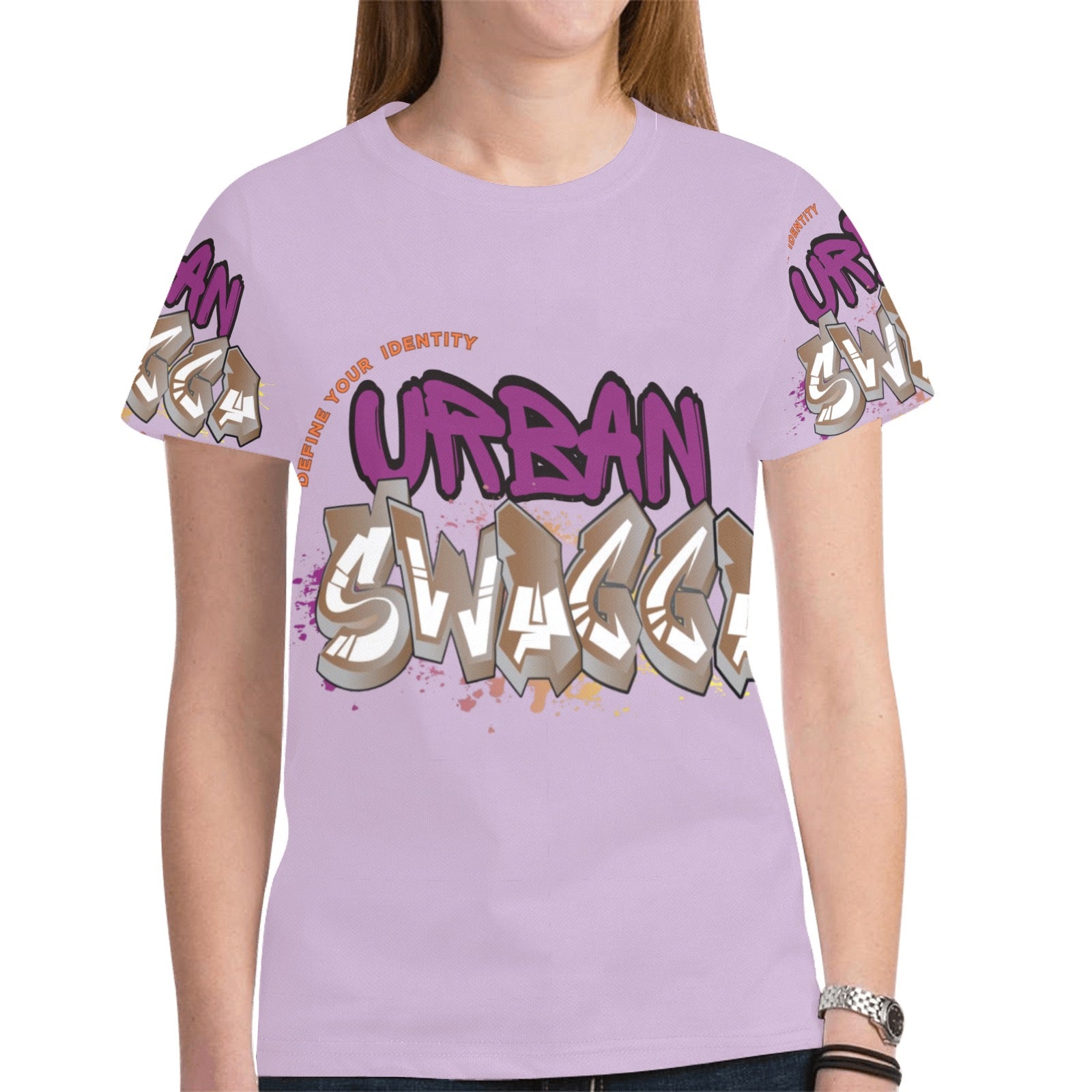 Lilac Urban New All Over Print T-shirt for Women (Model T45)