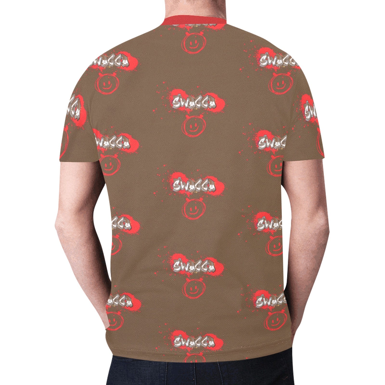 SWAGGA Splash Red Smiley Face New All Over Print T-shirt for Men (Model T45)