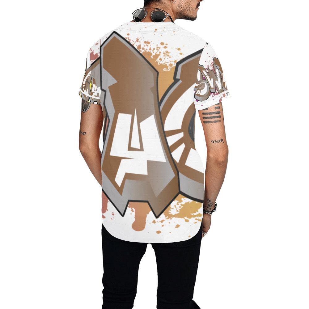Final SWAGGA LOGO WHITE BASEBALL MENS All Over Print Baseball Jersey for Men (Model T50)