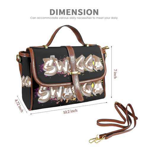 Black SWAGGA Satchel Multi-Function Leather Satchel-Brown (Model 1739)