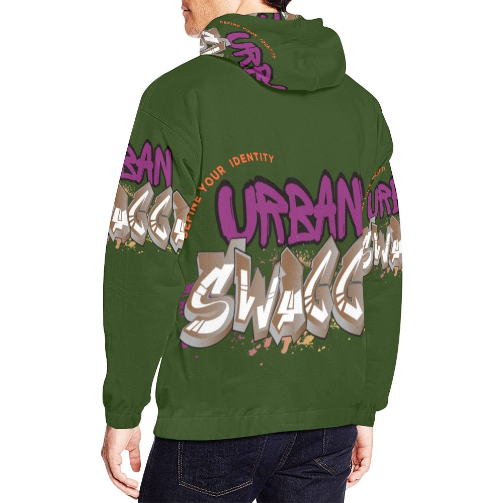 Urban SWAGGA OLIVE All Over Print Hoodie for Men (USA Size) (Model H13)