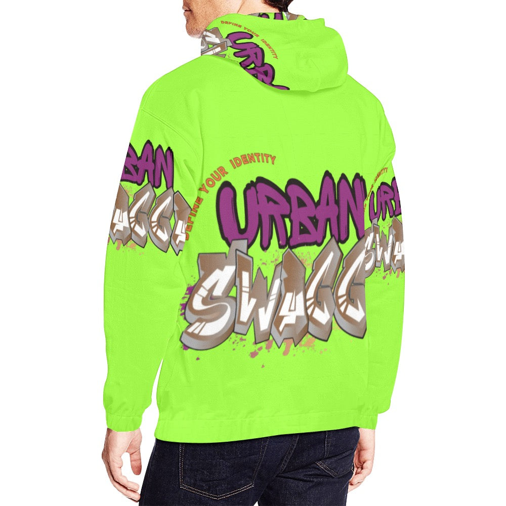 Urban SWAGGA LIME All Over Print Hoodie for Men (USA Size) (Model H13)