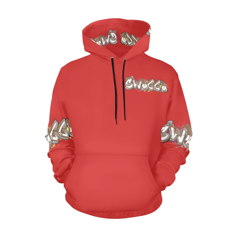 Final SWAGGA LOGO Red Mens Hoodie All Over Print Hoodie for Men (USA Size) (Model H13)