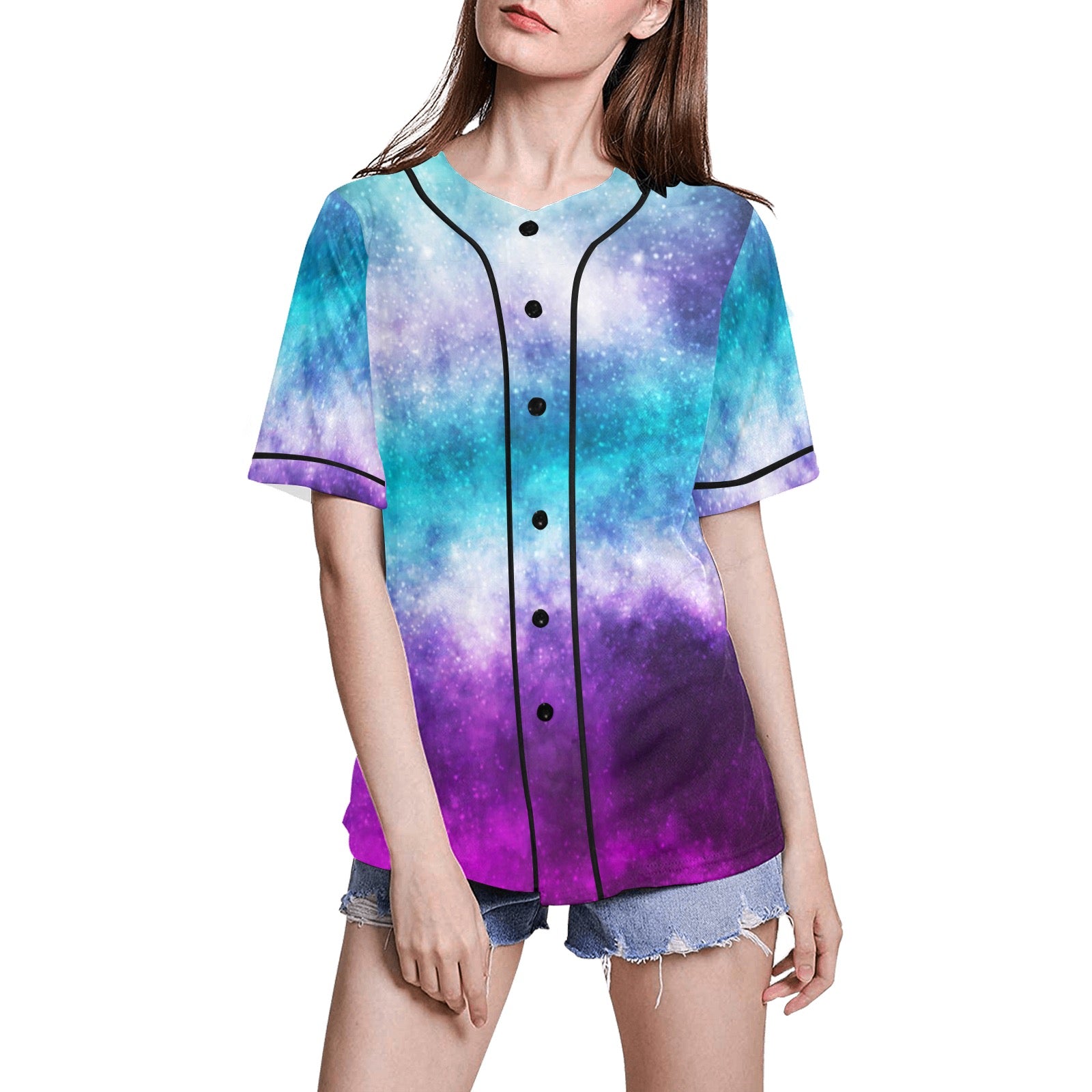 realistic cosmic galaxy.jpg All Over Print Baseball Jersey for Women (Model T50)