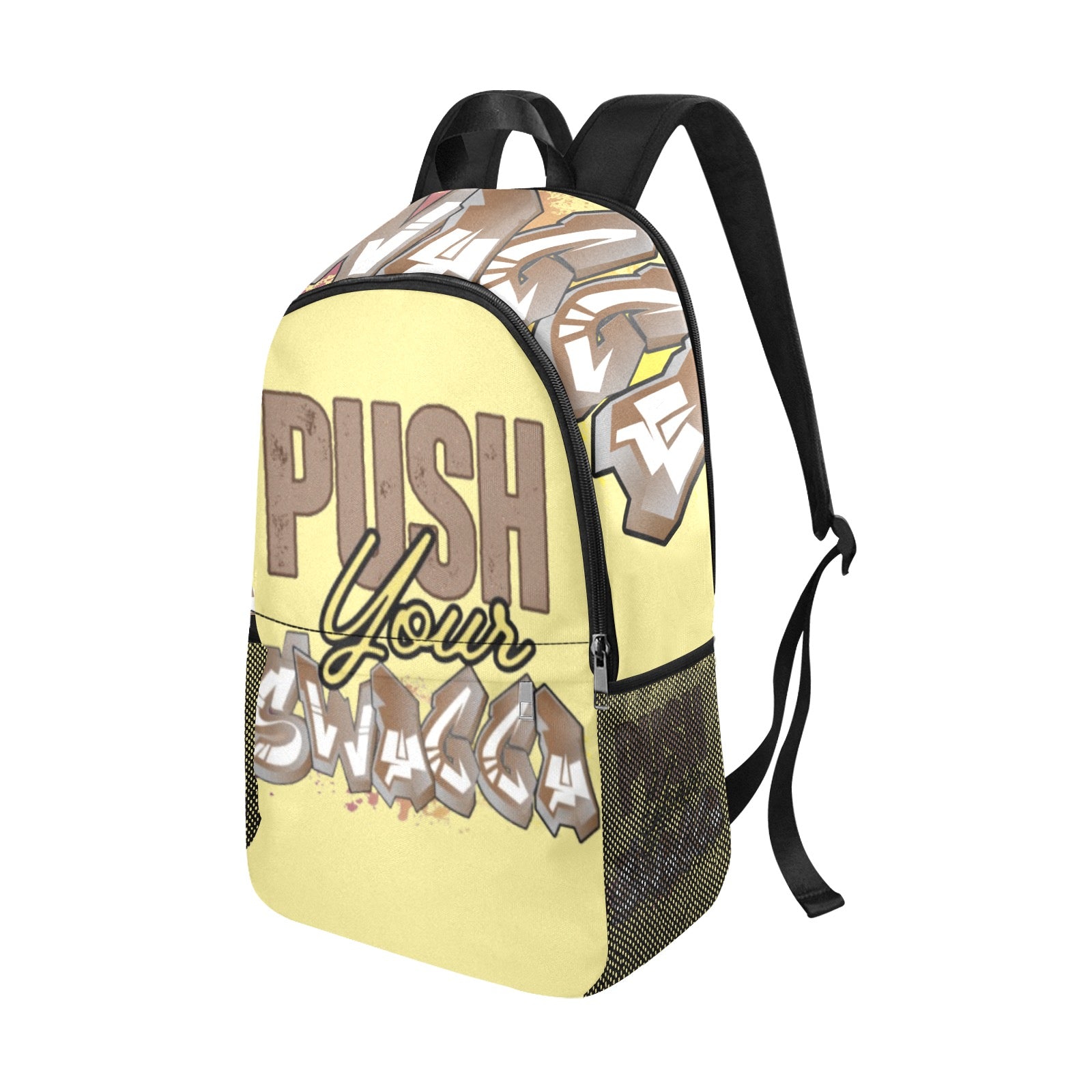 PUSH SWAGGA Fabric Backpack with Side Mesh Pockets (Model 1659)