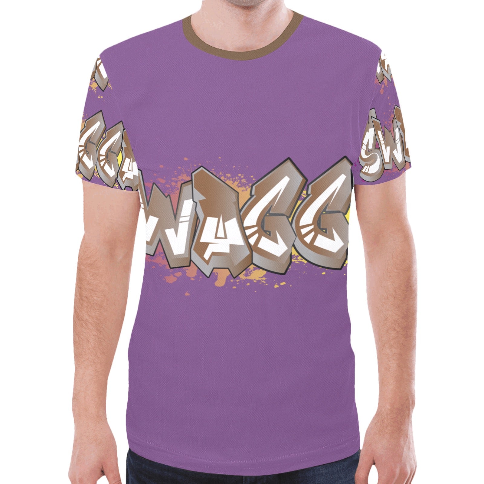 Final SWAGGA LOGO MENS PURPLE New All Over Print T-shirt for Men (Model T45)