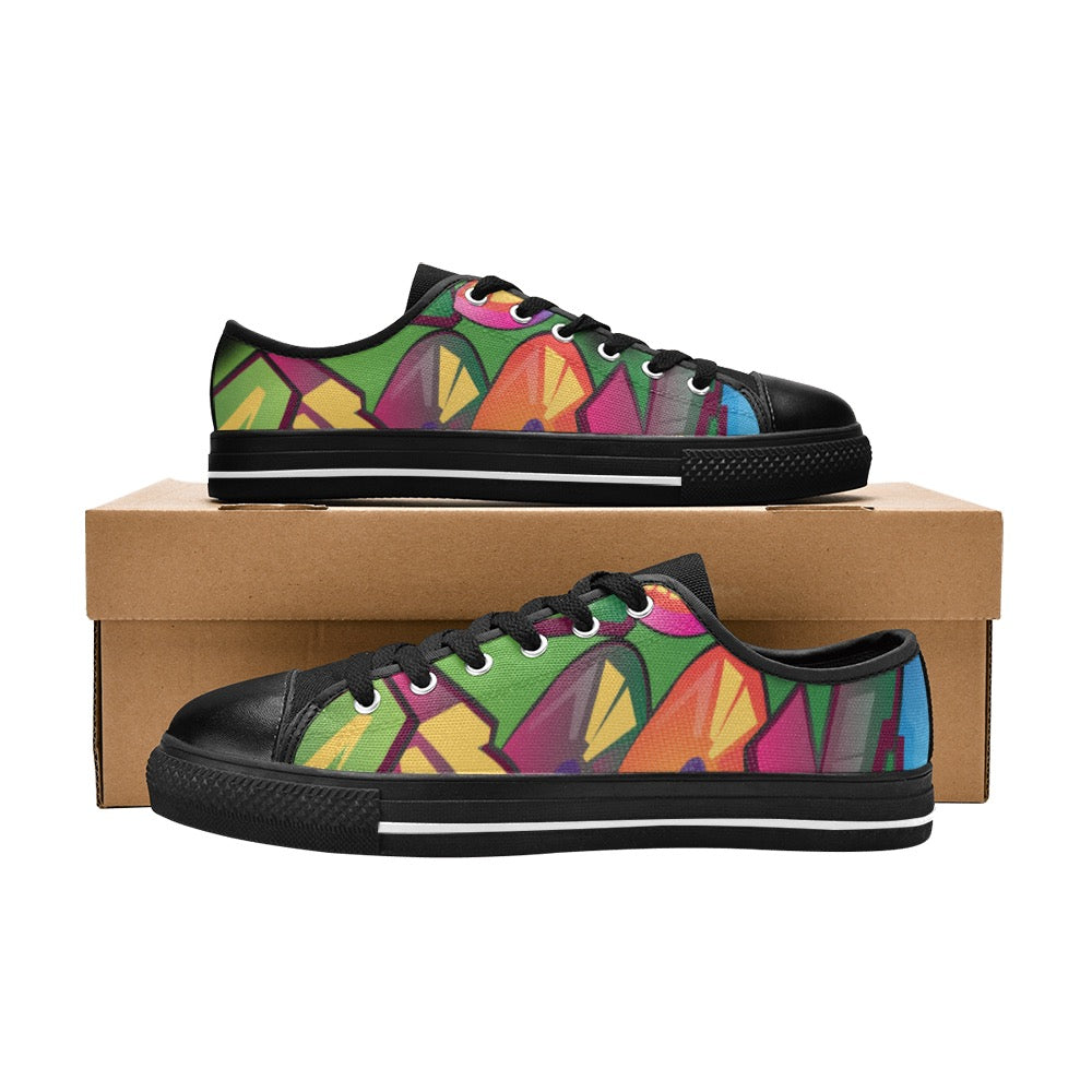 JUS  Groovi Lows BLK Women's Classic Canvas Shoes (Model 018)