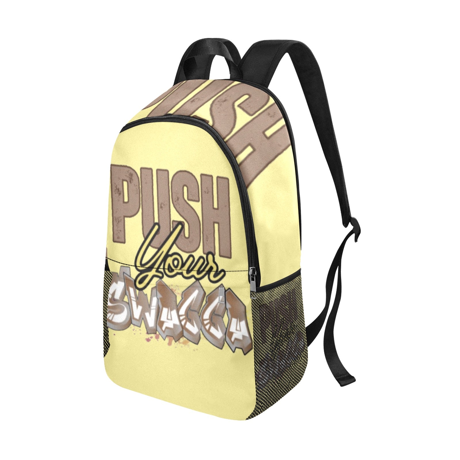 PUSH SWAGGA Fabric Backpack with Side Mesh Pockets (Model 1659)