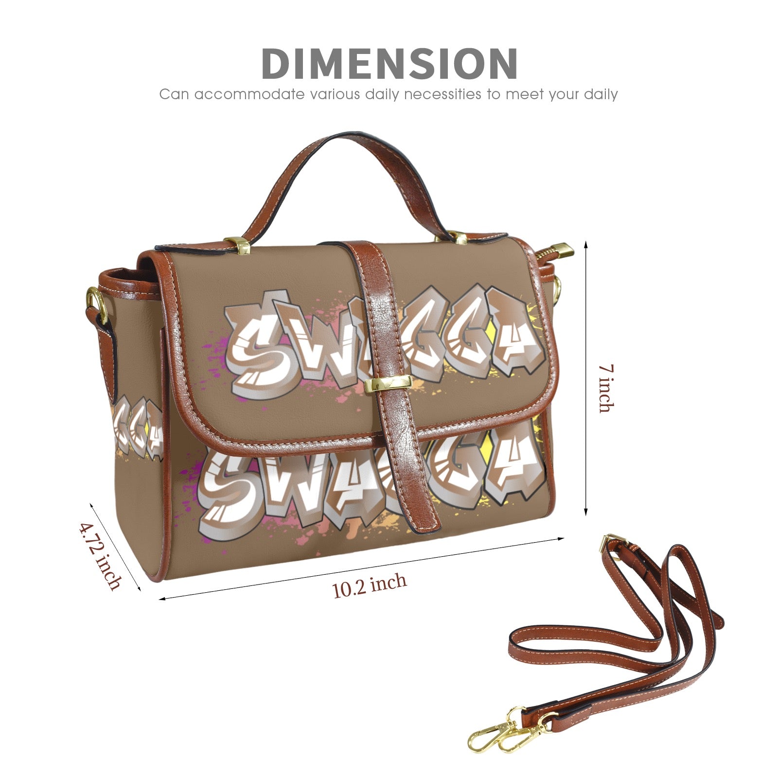 Brown SWAGGA Satchel Multi-Function Leather Satchel-Brown (Model 1739)