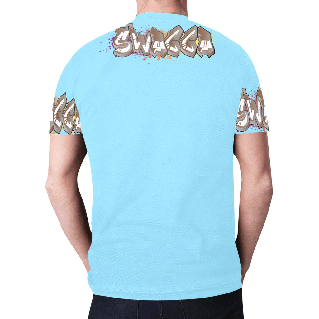 Final SWAGGA LOGO Light Blue New All Over Print T-shirt for Men (Model T45)
