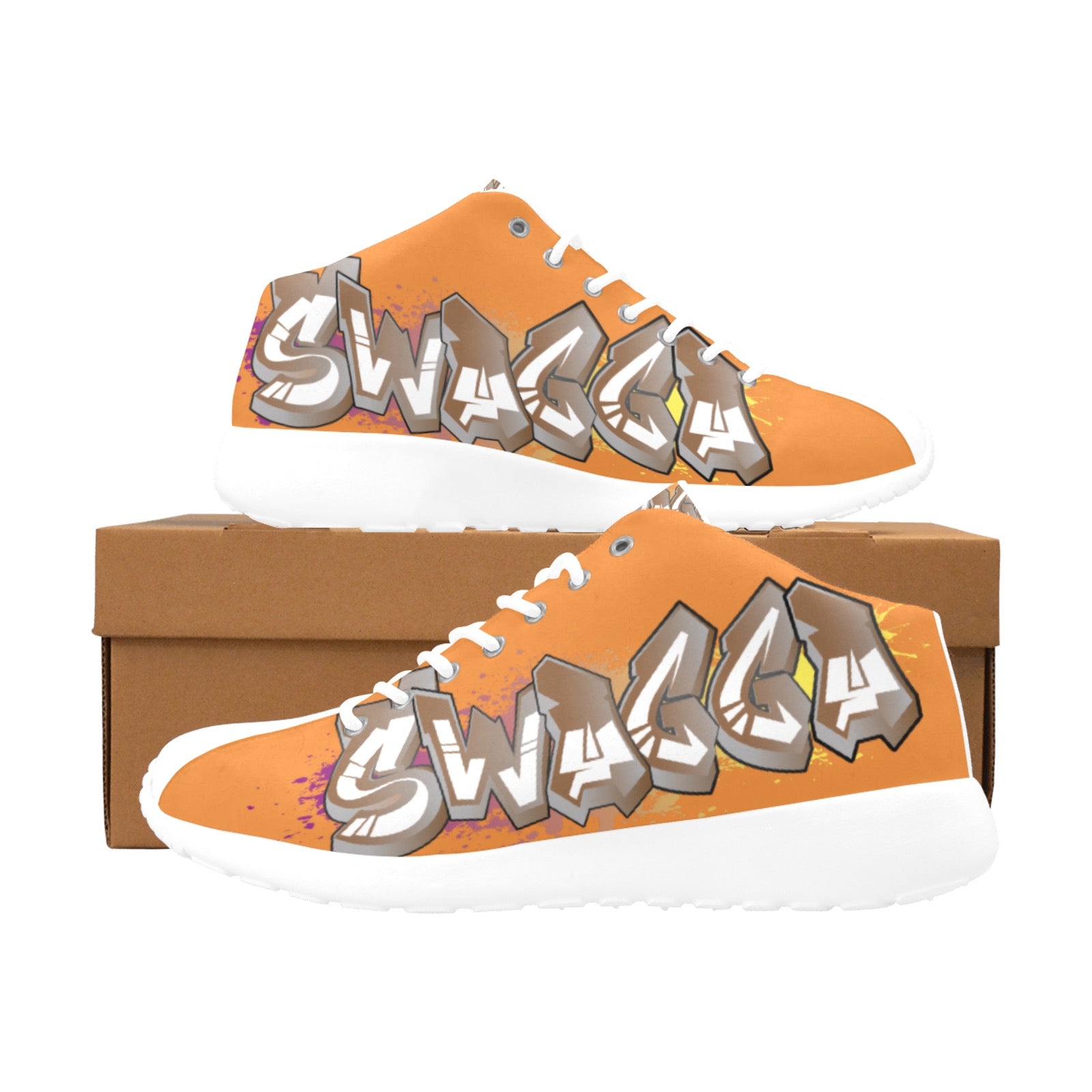 Final SWAGGA LOGO Orange Mens 3/4 Men's Basketball Training Shoes (Model 47502)