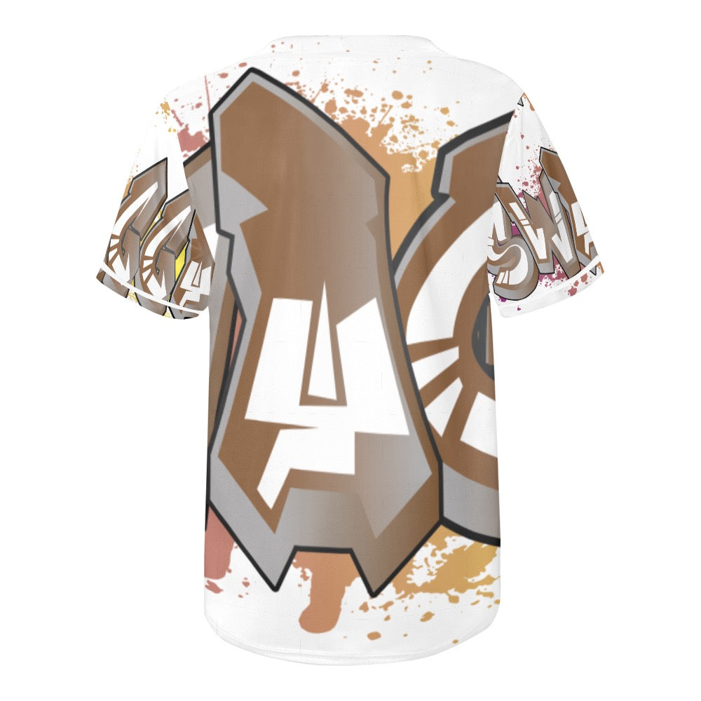 Final SWAGGA LOGO WHITE BASEBALL MENS All Over Print Baseball Jersey for Men (Model T50)