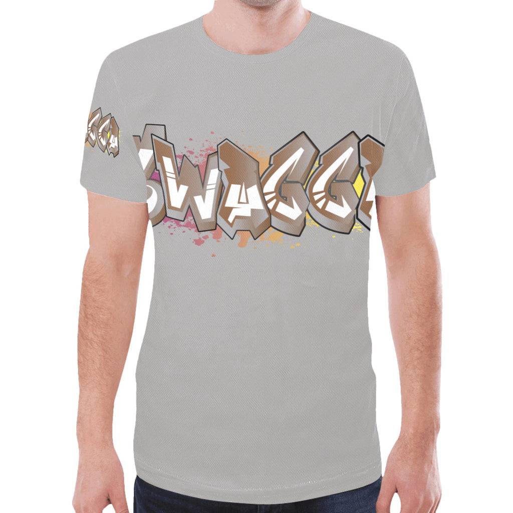 Final SWAGGA LOGO Grey New All Over Print T-shirt for Men (Model T45)