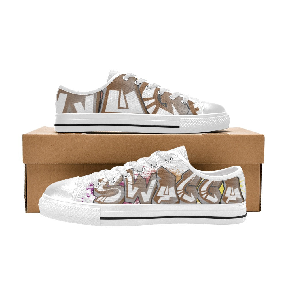 SWAGGA Low White Women's Classic Canvas Shoes (Model 018)