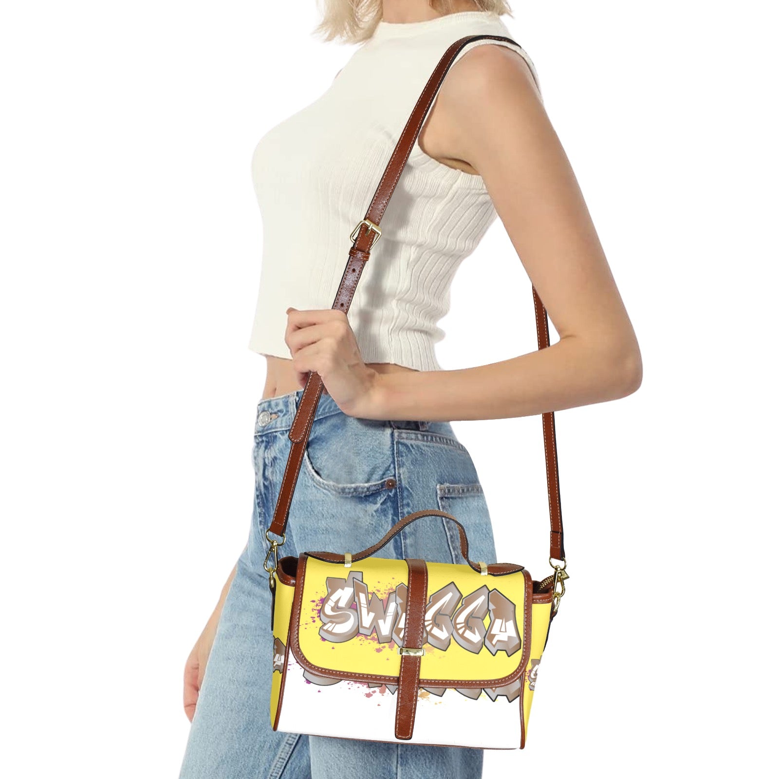 Yello SWAGGA SATCHEL Multi-Function Leather Satchel-Brown (Model 1739)