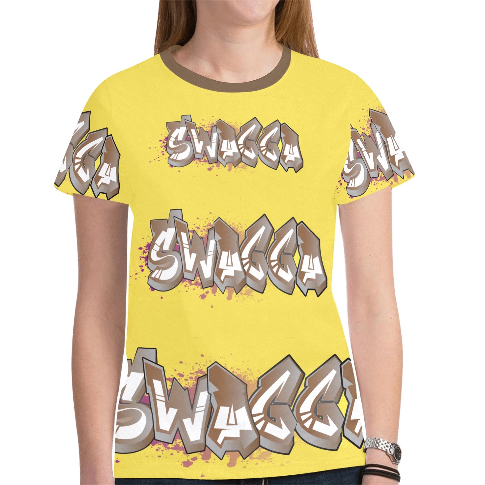 Final SWAGGA LOGO Banana New All Over Print T-shirt for Women (Model T45)