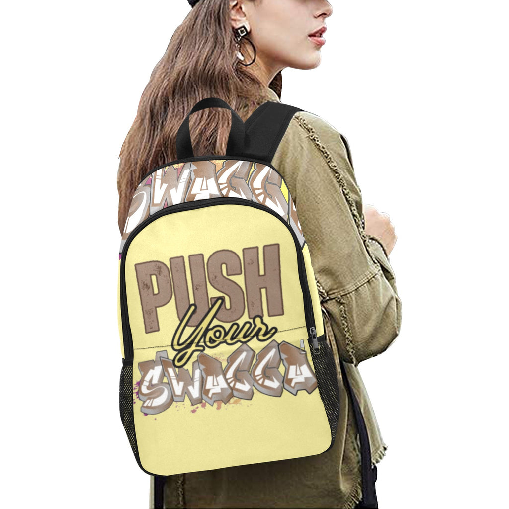 PUSH SWAGGA Fabric Backpack with Side Mesh Pockets (Model 1659)