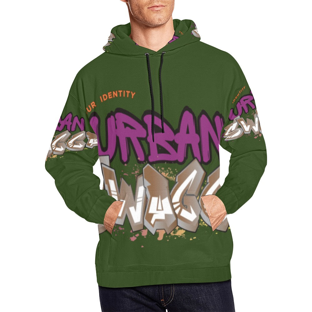 Urban SWAGGA OLIVE All Over Print Hoodie for Men (USA Size) (Model H13)