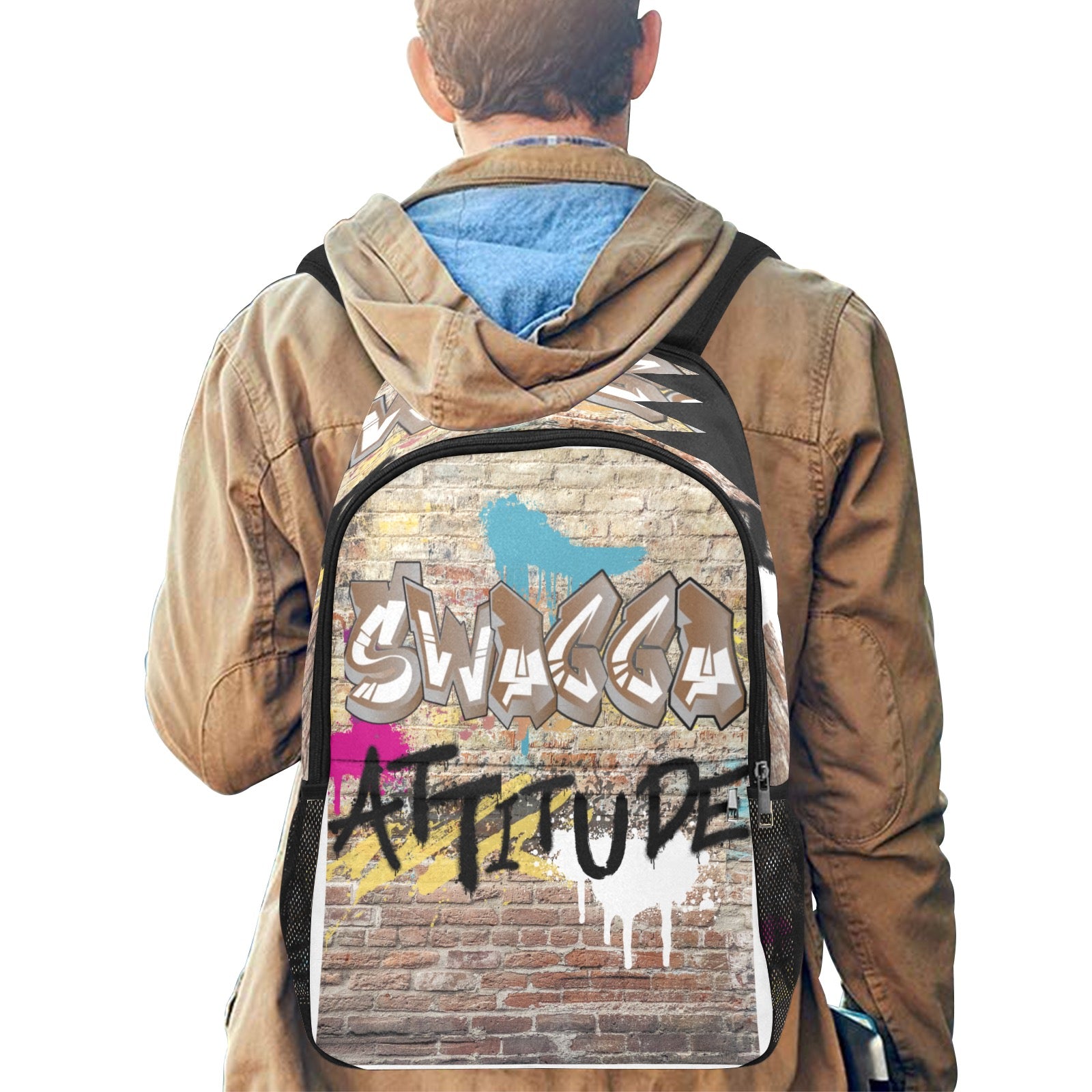 Grafitti SWAGGA Fabric Backpack with Side Mesh Pockets (Model 1659)