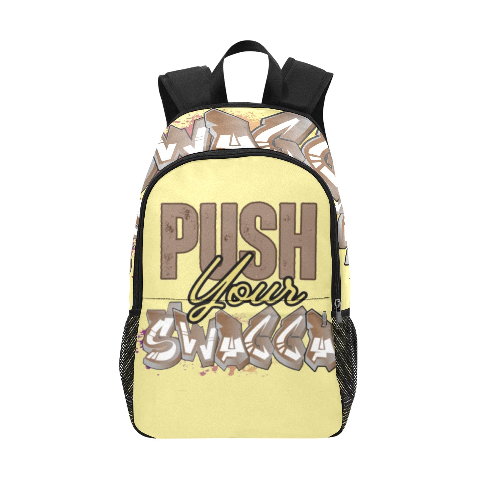 PUSH SWAGGA Fabric Backpack with Side Mesh Pockets (Model 1659)
