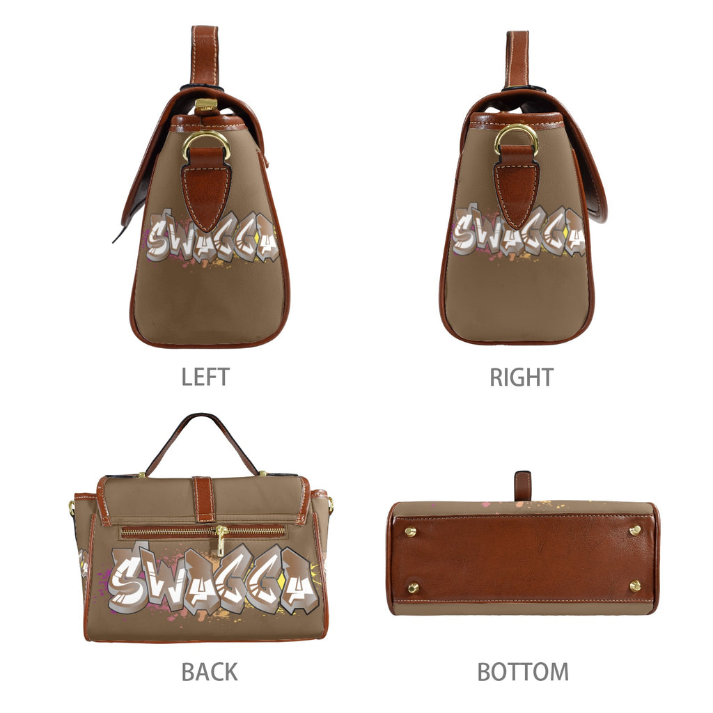 Brown SWAGGA Satchel Multi-Function Leather Satchel-Brown (Model 1739)
