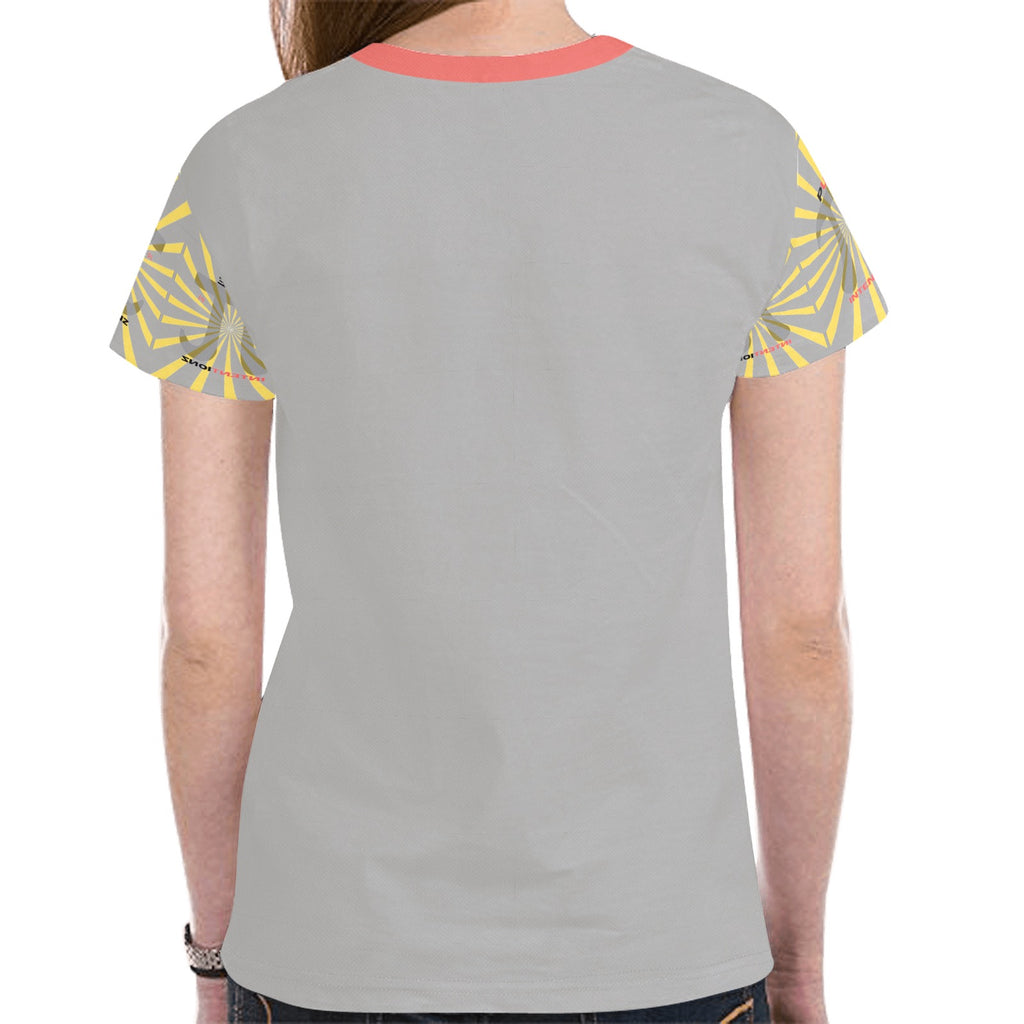 UR INTENT Yellow/Gray New All Over Print T-shirt for Women (Model T45)