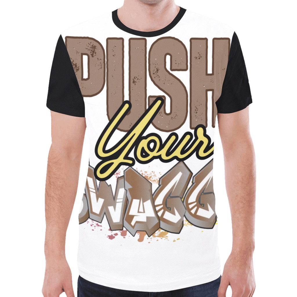 Black and White PUSH SWAGGA T-shirt Design New All Over Print T-shirt for Men (Model T45)