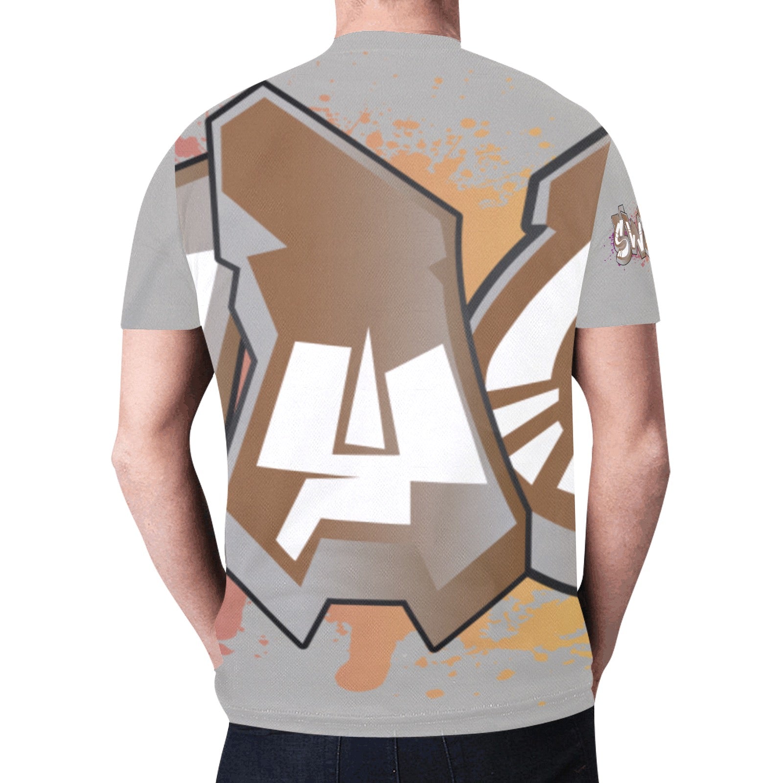 Final SWAGGA LOGO Grey New All Over Print T-shirt for Men (Model T45)